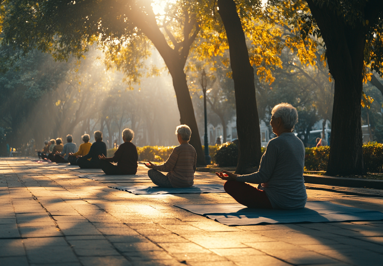 Старша жінка виконує йогу